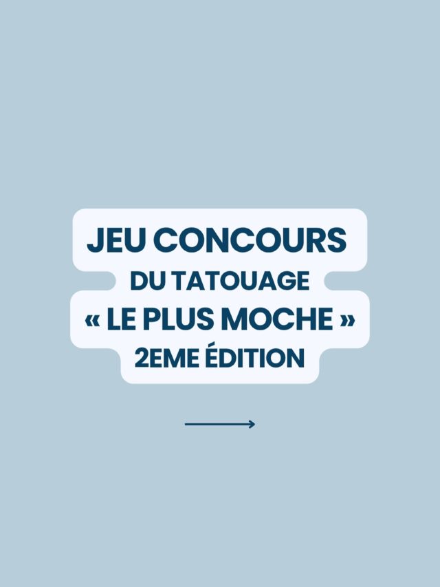 🏆 NOTRE JEU CONCOURS DU TATOUAGE “LE PLUS MOCHE” REVIENT !

Un tatouage loupé ou devenu atrocement moche avec les années ?
C’est le moment de le dévoiler 😜

Bye Bad Tattoo vous propose la 2ème édition du concours très exceptionnel du tatouage le plus moche pour tenter de gagner un détatouage mais aussi d’autres lots stylés 😎

Préparez-vous ! Pour participer il faudra :

- Envoyez vos pires tattoos du 18 août au 21 septembre 2025, qu’ils soient moches ou loupés, directement grâce au formulaire de participation sur notre site
- Vous pouvez envoyer le tattoo de quelqu’un d’autre tant que la personne est ok 👍
- Les tattoos seront mis en ligne sur notre site pour vous permettre de voter pour le plus moche (1 vote par personne). Vote ouvert dès la mise en ligne du premier tattoo loupé et jusqu’au 21 septembre minuit.
☀️BE READY !!!!!🤩

#badtattoos #tattoos #tatouage #détatouage #lasertattooremoval #worsttattoosever #byebadtattoo #badtattooscontest